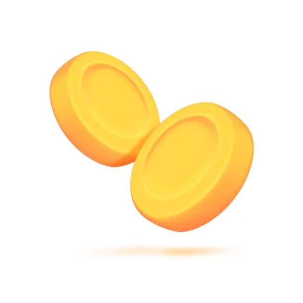 Vector illustration of 3D gold coin. Blank coin. Investment and saving ideas Cash Bonus to Financial Success. 3D Vector Illustration.