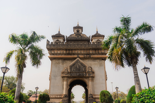 Serene view of Victory Gate in Vientiane, Laos