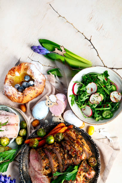 istock Easter dinner. Traditional food. Family spring event. 1984281211