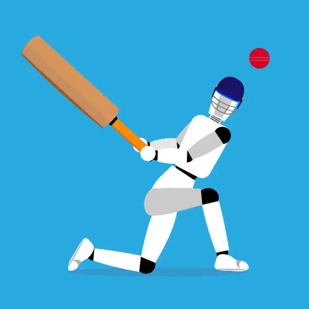 Vector illustration of AI playing cricket