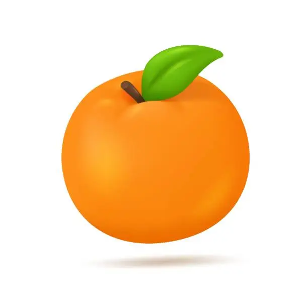 Vector illustration of 3D orange fruit. Sweet and delicious tropical fruit. Orange fruits are refreshing in summer. 3D vector Illustration.