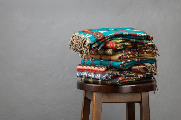 istock Warm woolen, ethnic blankets, stoles, scarves. 1984291814