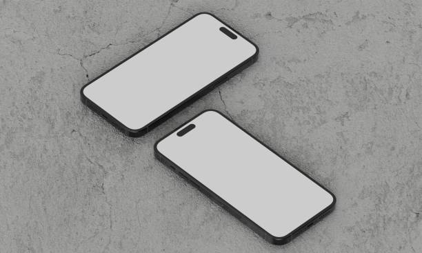 Smartphone with a blank screen on a white background. Smartphone mockup closeup isolated on white background concrete