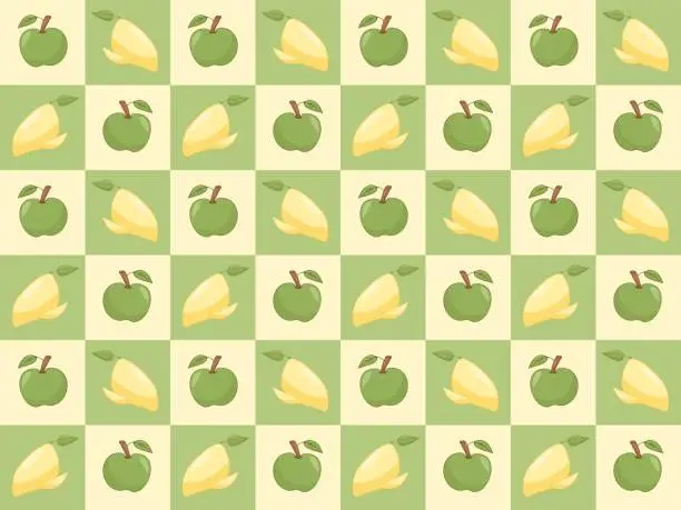 Vector illustration of Fresh fruits seamless pattern with Apple and mango. Food print for fabric and textile. Vector illustration