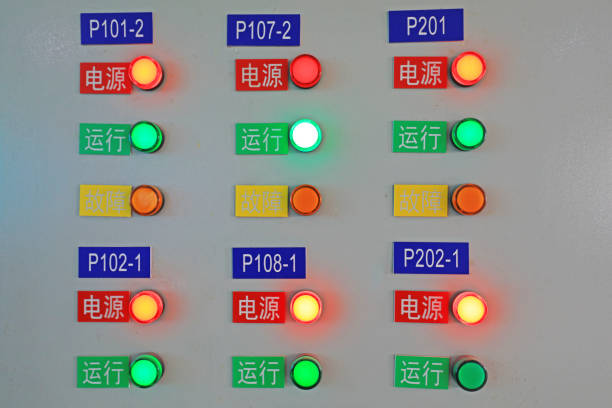 Display button in central control room of industrial enterprise