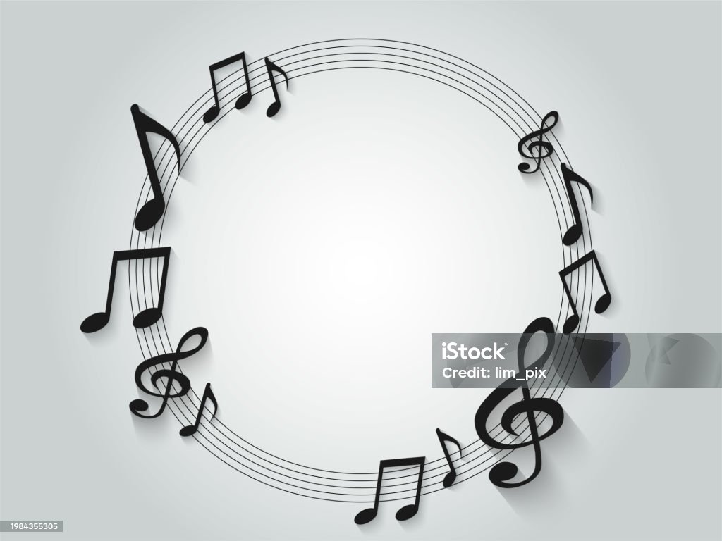 Music Notes Shadow Image Music Notes Melody Background Black Notes Symbols On White Background ...