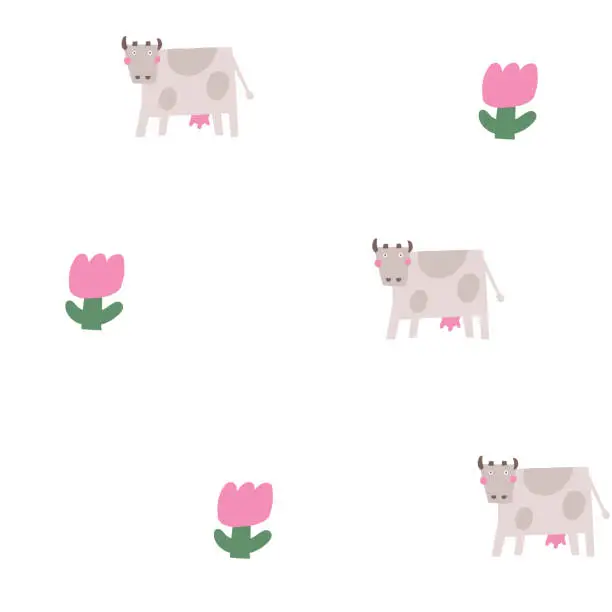 Vector illustration of Cute farm theme seamless pattern