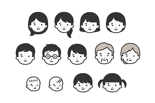 face icon illustration material of various people