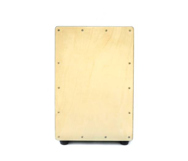 istock Cajon drum, black rectangular box, wood pattern, is a type of musical instrument.  One type of drum  Set isolated on white background. 1984448363