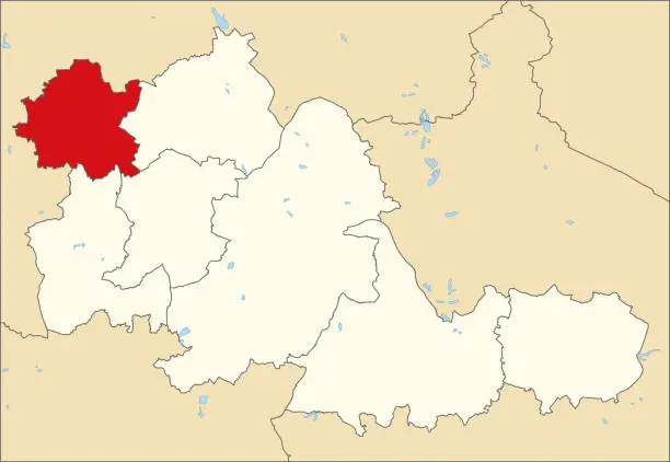 Vector illustration of Red location map of the METROPOLITAN BOROUGH AND CITY OF WOLVERHAMPTON, WEST MIDLANDS