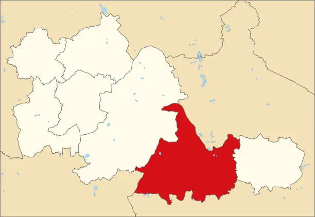 Vector illustration of Red location map of the METROPOLITAN BOROUGH OF SOLIHULL, WEST MIDLANDS