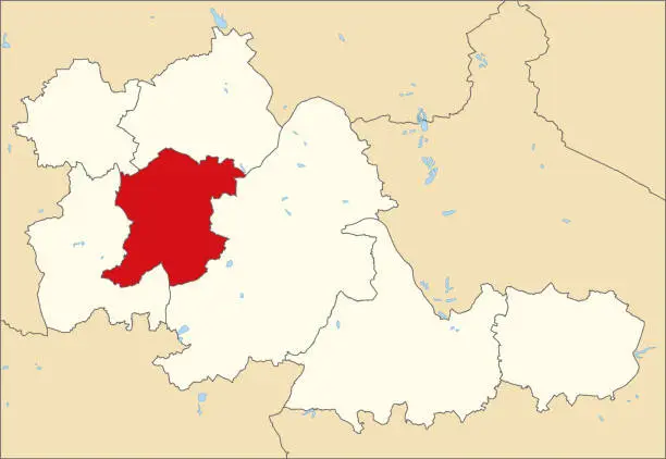 Vector illustration of Red location map of the METROPOLITAN BOROUGH OF SANDWELL, WEST MIDLANDS