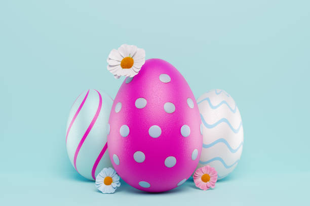 istock Easter composition of eggs and flowers. 3D rendering 1984535872