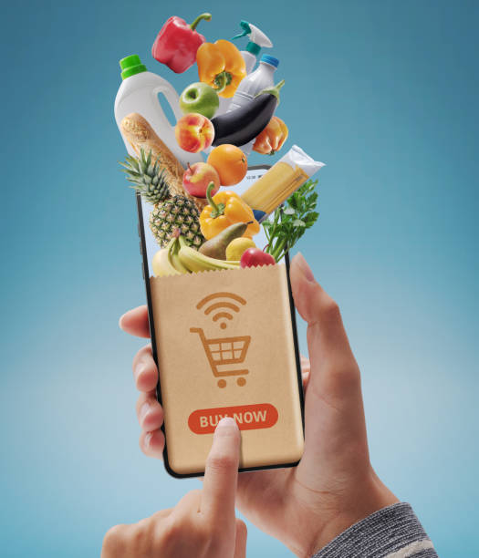 istock Online grocery shopping app on smartphone 1984545303