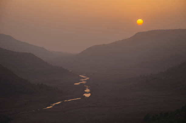 sunset at Lavasa, Pune, Maharashtra, India. Background. Backdrop. Wallpaper.