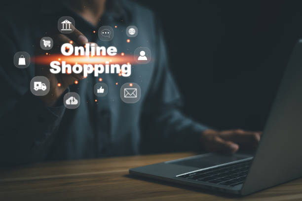 istock Online shopping application technology. Man using online application select products on cart and pay through the system. Business E-commerce store, market, retail concept. Customer internet website 1984593168