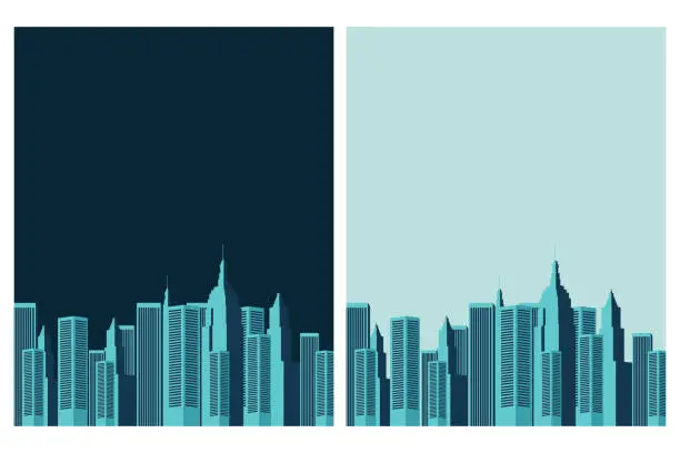 Vector illustration of Skyscrapers background, postcard, poster, banner, New York background