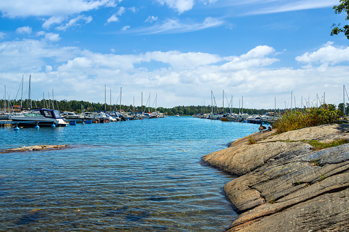 Sweden. Stockholm. Marina with yachts. Attractions.Summer vacations, tourism, yachting, recreation sport leisure activity lifestyle Trips Europe
