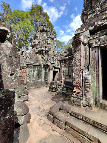Khmer ruins at Ta Som, a small temple at Angkor, Cambodia, built at the end of the 12th century for King Jayavarman VII.