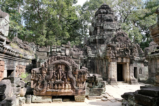 Khmer ruins at Ta Som, a small temple at Angkor, Cambodia, built at the end of the 12th century for King Jayavarman VII.
