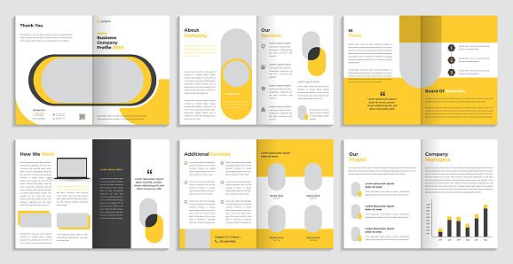 Company profile brochure template design, multi pages business brochure.
