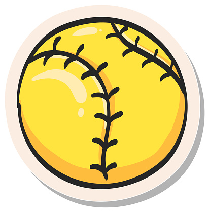Hand drawn Baseball icon in sticker style vector illustration