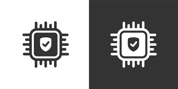 CPU security icon. Solid icon that can be applied anywhere, simple, pixel perfect and modern style.