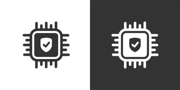 Vector illustration of CPU security icon. Solid icon that can be applied anywhere, simple, pixel perfect and modern style.