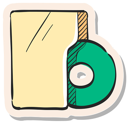 Hand drawn Music album icon in sticker style vector illustration