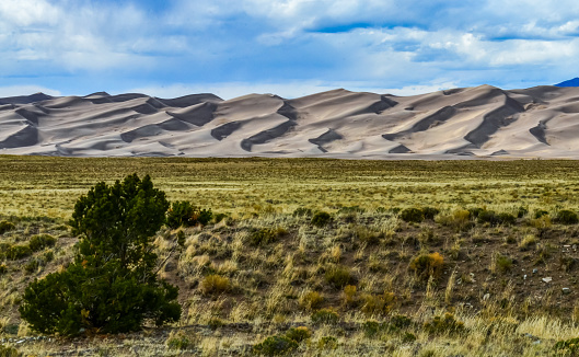 Great Sand Dunes with mountains in the background, Colorado, USA
