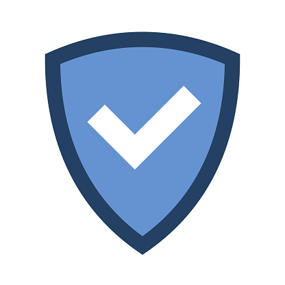 Vector shield with check mark flat icon