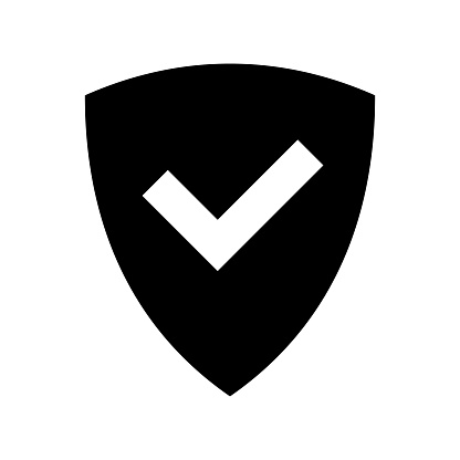 Vector shield with check mark flat icon