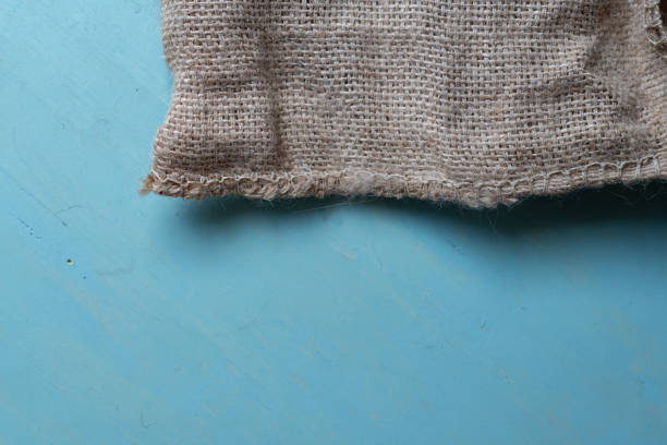 jute bag on blue background