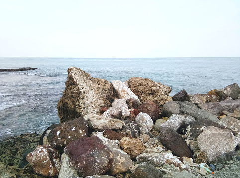 Sea shore coral reef on the morning