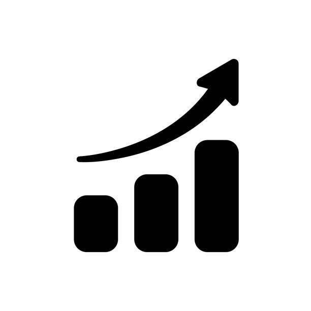 graph moving upwords icon - upwords stock illustrations