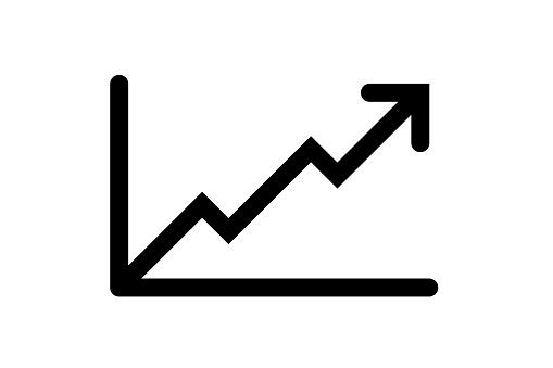 Graph arrow showing upwords. Editable stroke.