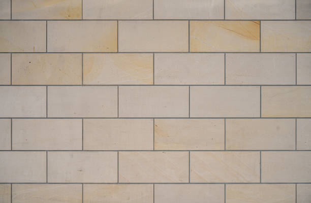 Close-up of a wall clad in limestone