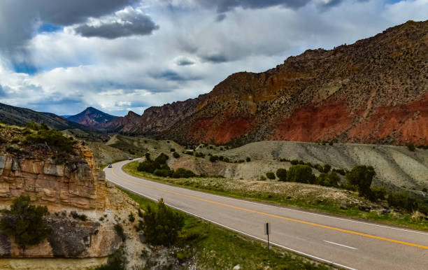 istock Road among red layered rocks in Utah, US 1984810960