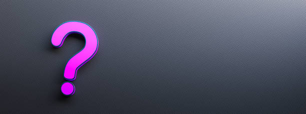 istock Purple question mark on black background with empty copy space on right side, FAQ Concept 1984837191