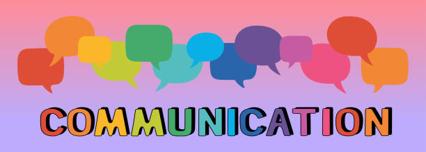 istock The word communication and colorful speech bubbles. Rainbow colored inscription. 1984843455