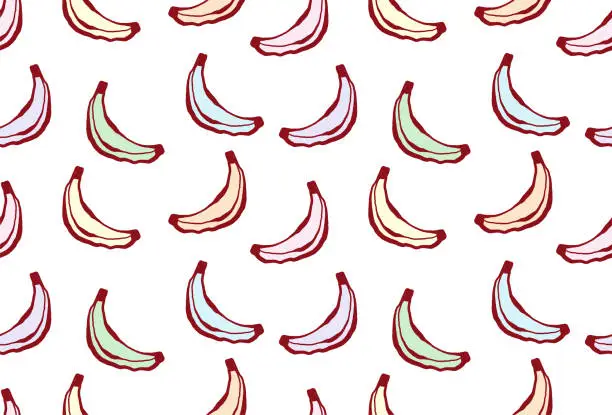 Vector illustration of Pastel colored banana fruit seamless pattern