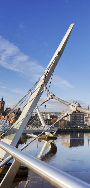 Part of the Peace Bridge in Londonderry, Northern Ireland. stock photo