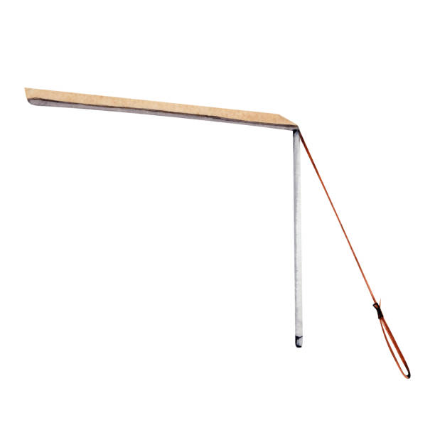 istock Canvas awning on pole with ropes. Canopy on the side of a car. Hand drawn element for adventure, tourism, touring, outdoors, camping designs. Watercolor illustration isolated on white background. 1984851885