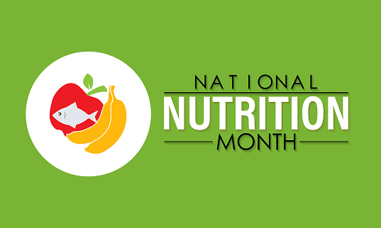 National Nutrition Month Observed every year of March, Wellness Awareness Vector banner, flyer, poster and social medial template design.