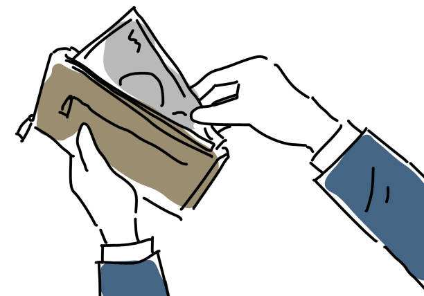 ręka wyjmująca pieniądze z portfela - spending money currency allowance wallet stock illustrations