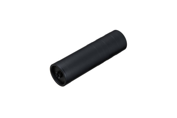 istock Black silencer for weapons. Suppressor that is at the end of an assault rifle. Isolate on a white background. 1984967018