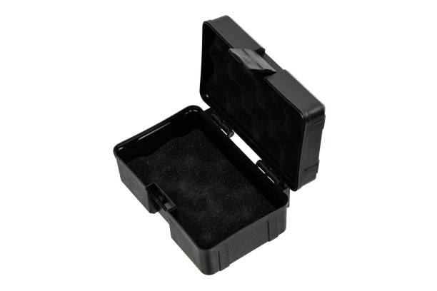 istock Black plastic container with foam inside for safe storage and transportation of fragile and expensive items. Sturdy plastic case. Isolate on a white background. 1984967534