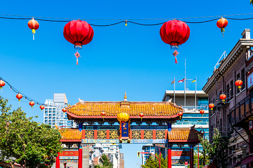 entrance gate to chinatown in Victoria in Canada
