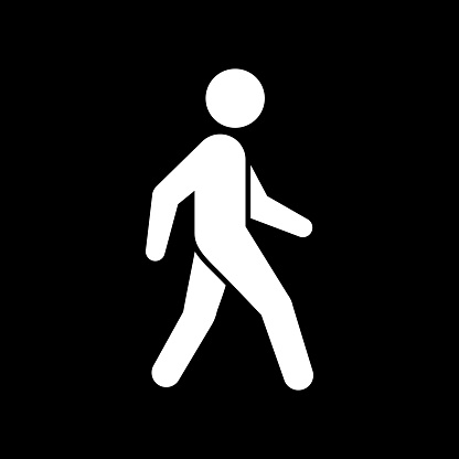 Pedestrian glyph icon or walking concept isolated on black. Vector illustration