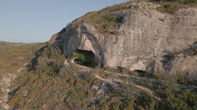 Caves carved into the rock in the Alfafara village, Alicante, Costa Blanca, Spain - stock video
